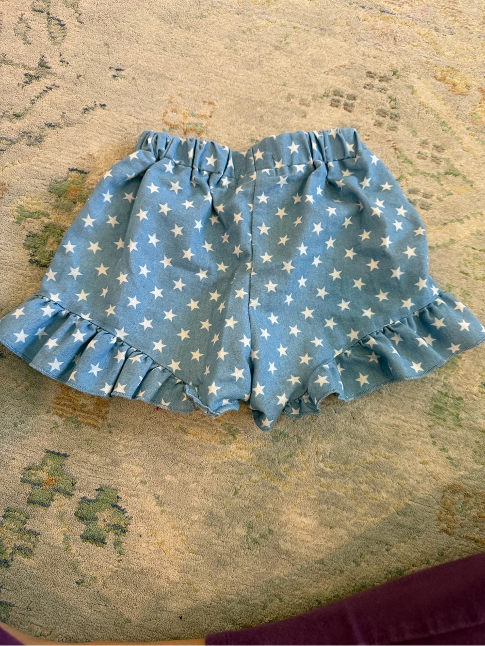 Lucy Light Blue Star Ruffle Hem Shorts